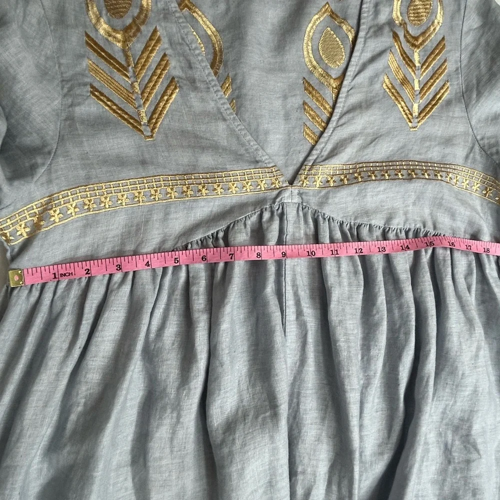 Greek Archaic Kori Elegant Gray and Gold Women's Dress - Picture 3 of 12